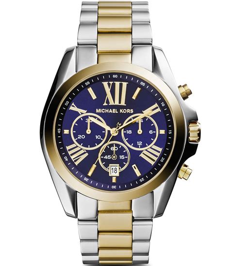 michael kors bradshaw blue dial silver tone watch